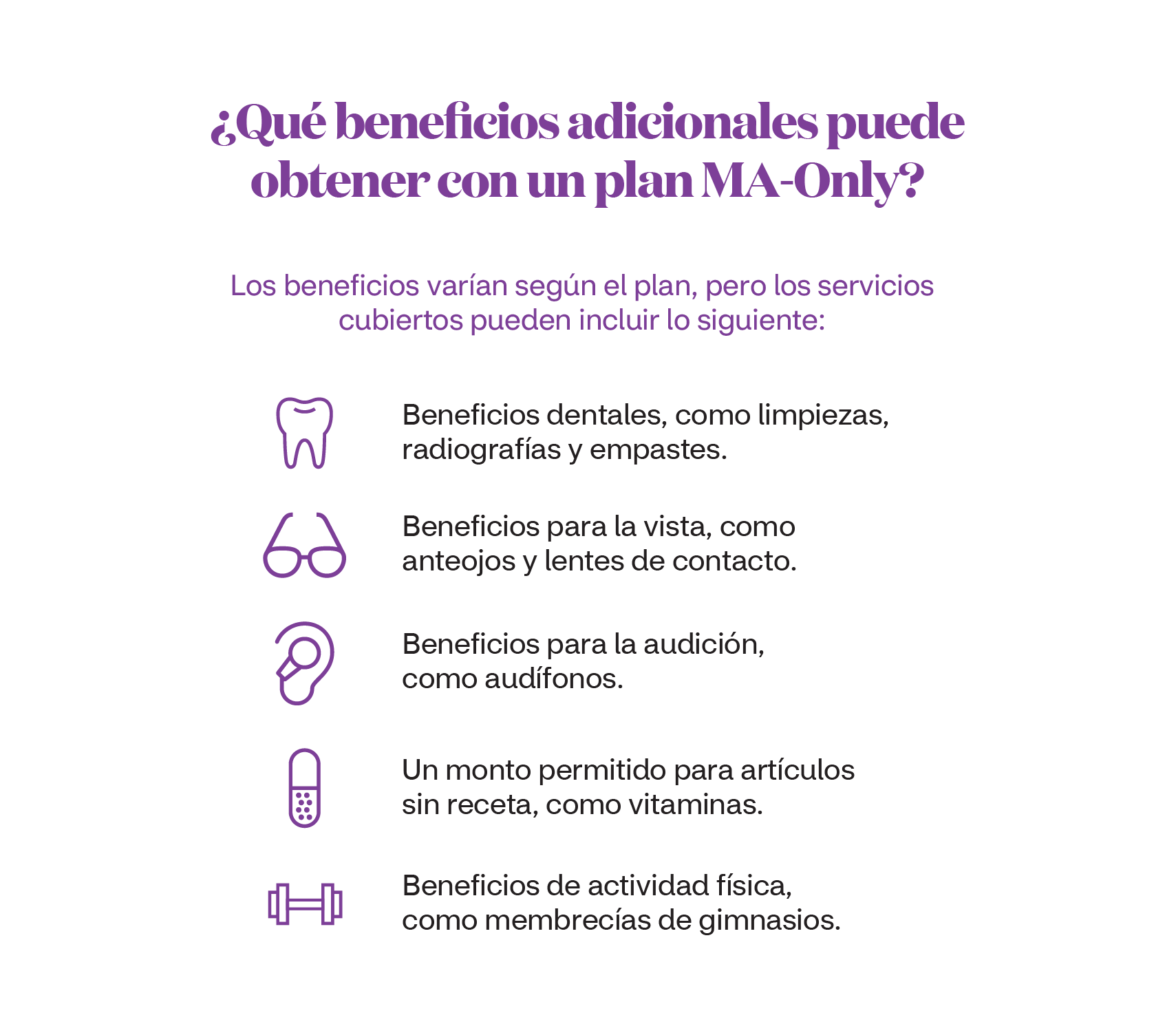 Beneficios adicionales con un plan MA‑only